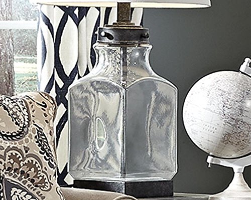 Signature Design by Ashley Sharolyn Modern Farmhouse 30.13" Glass Table Lamp, Silver