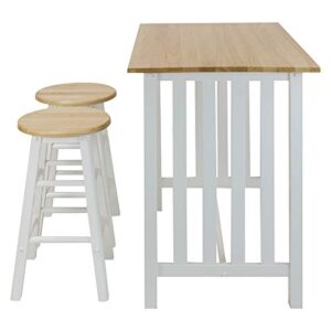 Casual Home 3-Piece Breakfast Set with Solid American Hardwood Top, White