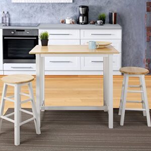 Casual Home 3-Piece Breakfast Set with Solid American Hardwood Top, White