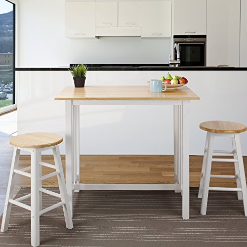 Casual Home 3-Piece Breakfast Set with Solid American Hardwood Top, White