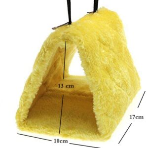 Cdycam Pet Bird Nest Hammock Hanging Cave Cage Plush Snuggle Happy Hut Tent Bed (Yellow(Small))