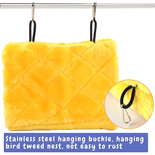 Cdycam Pet Bird Nest Hammock Hanging Cave Cage Plush Snuggle Happy Hut Tent Bed (Yellow(Small))