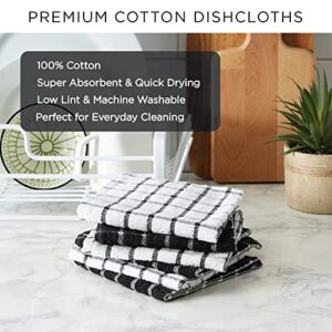 DII Basic Terry Collection Windowpane Dishcloth Set, 12x12, Gray, 6 Piece