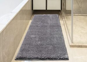machine washable solid design non-slip rubberback 2x6 soft shag runner rug for hallway, bedroom, bathroom, living room, kitchen, 2'2" x 6', gray