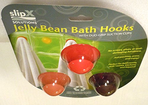 SlipX Solutions Jelly Bean Bath Hooks with Suction Cup Grip (2 Pack) - Roses