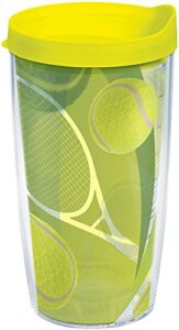 tervis tennis balls tumbler with wrap and neon yellow lid 24oz, clear