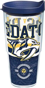 tervis nhl nashville predators core tumbler with wrap and navy lid 24oz, clear