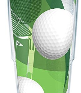 Tervis Golf Balls and Club Tumbler with Wrap and Lime Green Lid 24oz, Clear