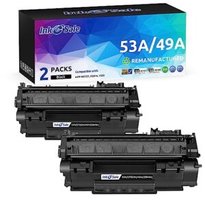 ink e-sale compatible q5949a q7553a toner cartridge replacement for hp 49a q5949a 53a q7553a (black 2 pack) for use in hp laserjet 1320 n p2015dn p2015 p2015n 3390 3392 1160 p2014 m2727nf mfp printer