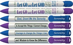 greeting pen serenity prayer inspirational purple and blue pens with rotating messages 6 pack (36025)
