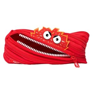 zipit monster pencil case for kids | pencil pouch for school, college and office | pencil bag for boys & girls (red)