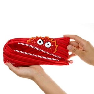 ZIPIT Monster Pencil Case for Kids | Pencil Pouch for School, College and Office | Pencil Bag for Boys & Girls (Red)