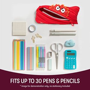 ZIPIT Monster Pencil Case for Kids | Pencil Pouch for School, College and Office | Pencil Bag for Boys & Girls (Red)