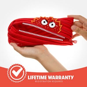 ZIPIT Monster Pencil Case for Kids | Pencil Pouch for School, College and Office | Pencil Bag for Boys & Girls (Red)