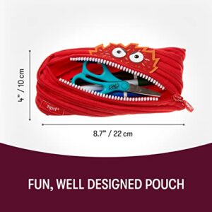 ZIPIT Monster Pencil Case for Kids | Pencil Pouch for School, College and Office | Pencil Bag for Boys & Girls (Red)