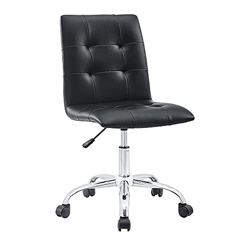 Modway Prim Ribbed Armless Mid Back Swivel Conference Office Chair In Black