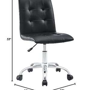 Modway Prim Ribbed Armless Mid Back Swivel Conference Office Chair In Black