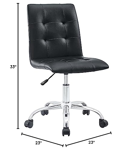 Modway Prim Ribbed Armless Mid Back Swivel Conference Office Chair In Black