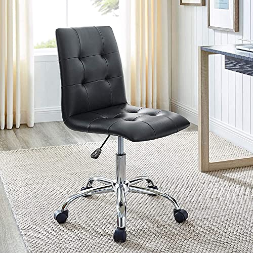 Modway Prim Ribbed Armless Mid Back Swivel Conference Office Chair In Black