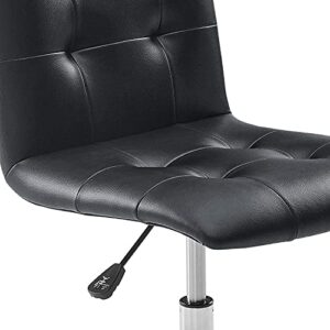 Modway Prim Ribbed Armless Mid Back Swivel Conference Office Chair In Black