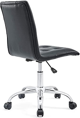 Modway Prim Ribbed Armless Mid Back Swivel Conference Office Chair In Black