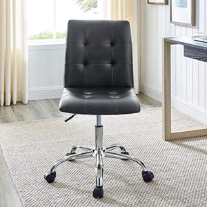 Modway Prim Ribbed Armless Mid Back Swivel Conference Office Chair In Black