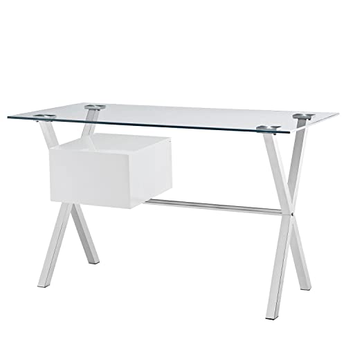 Modway Stasis Contemporary Modern Glass-Top Office Desk In White