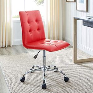 Modway Prim Ribbed Armless Mid Back Swivel Conference Office Chair In Red