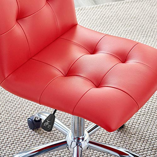 Modway Prim Ribbed Armless Mid Back Swivel Conference Office Chair In Red