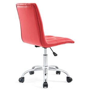 Modway Prim Ribbed Armless Mid Back Swivel Conference Office Chair In Red