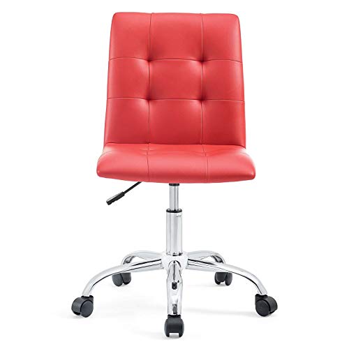 Modway Prim Ribbed Armless Mid Back Swivel Conference Office Chair In Red