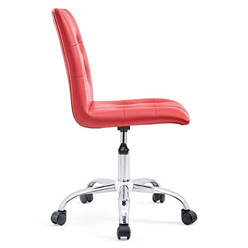 Modway Prim Ribbed Armless Mid Back Swivel Conference Office Chair In Red