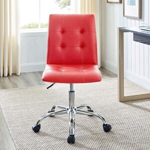 Modway Prim Ribbed Armless Mid Back Swivel Conference Office Chair In Red