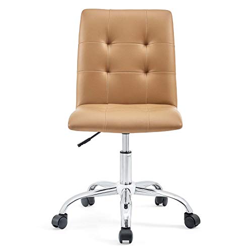 Modway Prim Ribbed Armless Mid Back Swivel Conference Office Chair In Tan