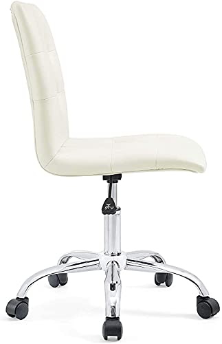 Modway Prim Ribbed Armless Mid Back Swivel Conference Office Chair In White