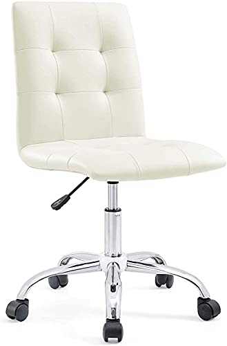 Modway Prim Ribbed Armless Mid Back Swivel Conference Office Chair In White