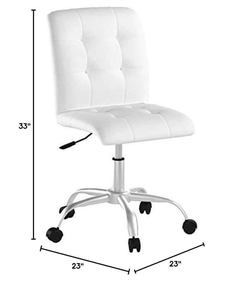 Modway Prim Ribbed Armless Mid Back Swivel Conference Office Chair In White