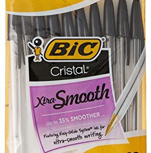Bic Cristal Stic Medium Ball Pen, Black 10 ea (Pack of 2)