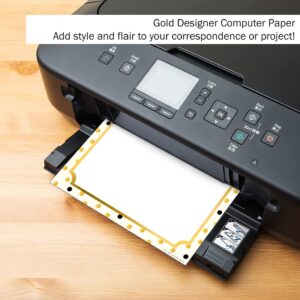 Barker Creek Designer Computer Paper, Gold, 8.5” x 11”, Decorative Printer Paper, Stationery, 50 Sheets per Pkg, Home, School and Office Supplies (741)