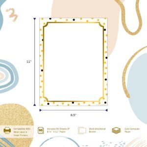 Barker Creek Designer Computer Paper, Gold, 8.5” x 11”, Decorative Printer Paper, Stationery, 50 Sheets per Pkg, Home, School and Office Supplies (741)