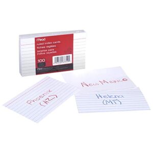 Mead Index Cards, Ruled, 3 x 5 Inch, White, 100 Per Pack, 4 PACK