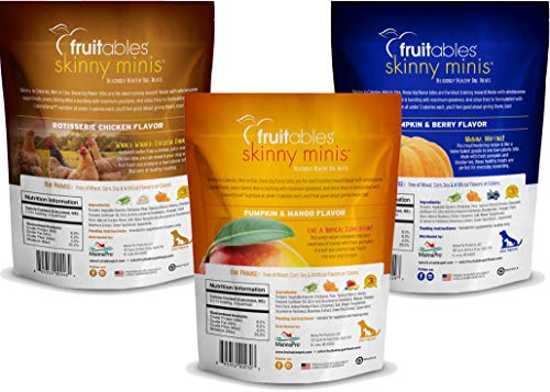 Fruitables Soft and Chewy Skinny Minis Grain Free Dog Training Treats Variety 6 Pack - 1 of Each Flavor