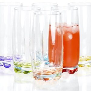 Vibrant Splash Water, Beverage Highball Glasses, 13.25 Ounce - Set of 6