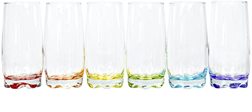 Vibrant Splash Water, Beverage Highball Glasses, 13.25 Ounce - Set of 6