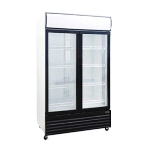 procool refrigeration glass 2 door upright display beverage cooler merchandiser; 35 cubic ft., 45" wide