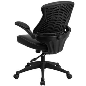 Flash Furniture Kale Mid-Back Black LeatherSoft Executive Swivel Ergonomic Office Chair with Back Angle Adjustment and Flip-Up Arms