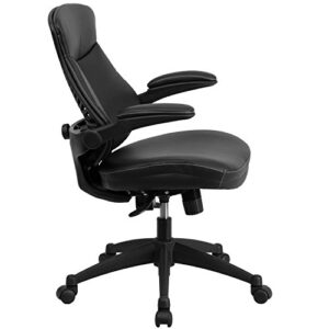 Flash Furniture Kale Mid-Back Black LeatherSoft Executive Swivel Ergonomic Office Chair with Back Angle Adjustment and Flip-Up Arms