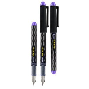 Varsity Disposable Fountain Pen, Medium Point, Black Barrel/Purple Ink (Pack of 6)