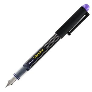 Varsity Disposable Fountain Pen, Medium Point, Black Barrel/Purple Ink (Pack of 6)