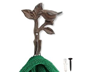 comfify bird on a branch single wall hook/hanger - metal, heavy duty, rustic, vintage, recycled, decorative gift idea - 4.75x1.8x6 - with screws and anchors (rust brown)